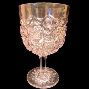 ULTRA RARE Westmoreland Old Quilt‎ CLEAR Water Goblet WESOLQU